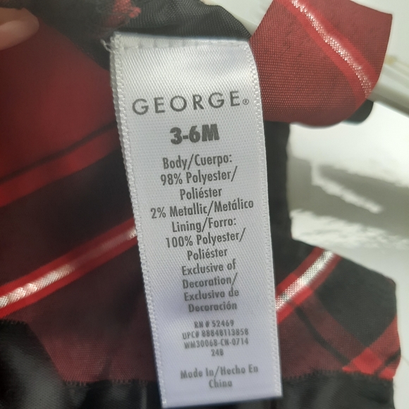 George Red Plaid Dress 2pc Set 3/6M - Picture 7 of 8